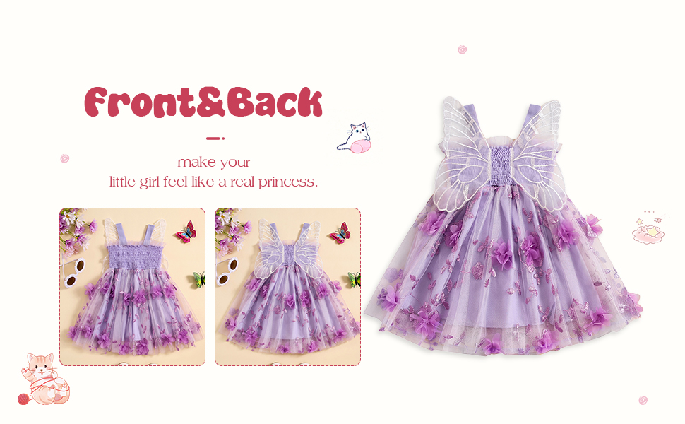 Baby Girls Tulle Dress Sleeveless Floral Butterfly Tutu Dress