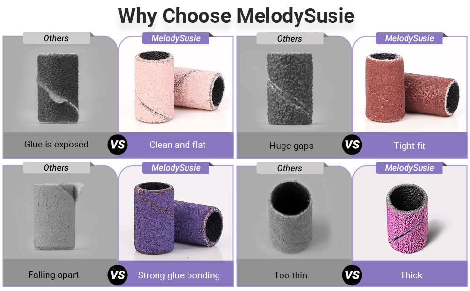 MelodySusie 100 Pcs Nail Drill Bits Sanding Bands for Nail