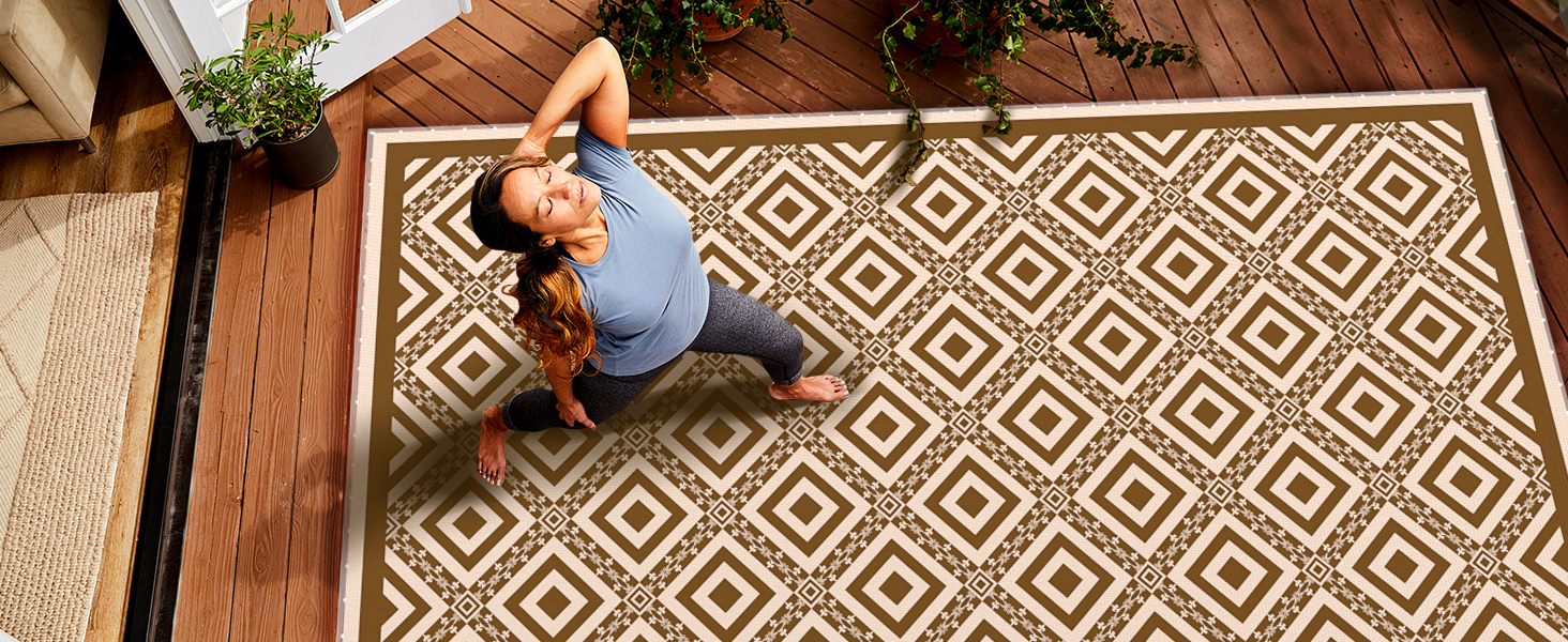 Outdoor Rug with Lights 8x10ft