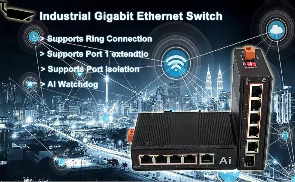 5 Ports 1000Mbps Industrial Ethernet Switch Hardened Ethernet Switch Din-Rail Ethernet Switch