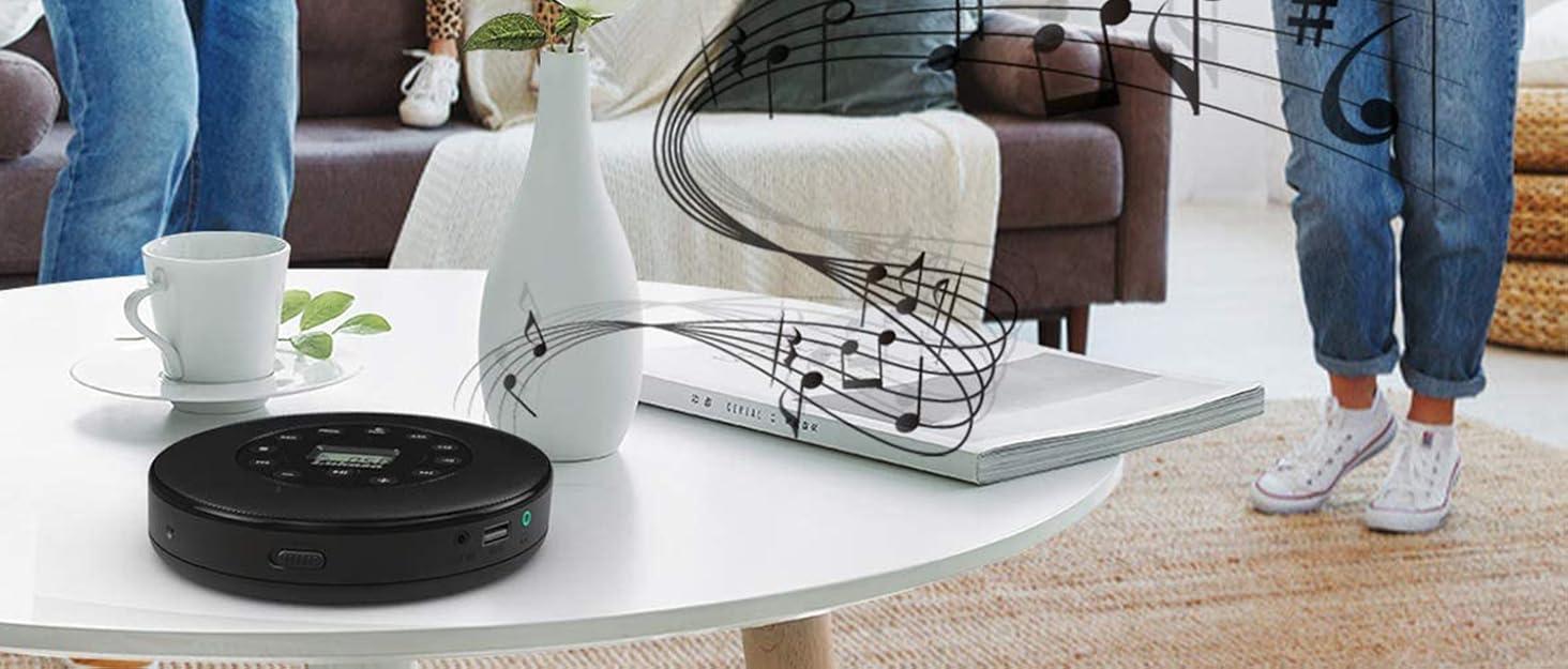 Lukasa Portable Bluetooth CD Player Builtin Speaker Stereo