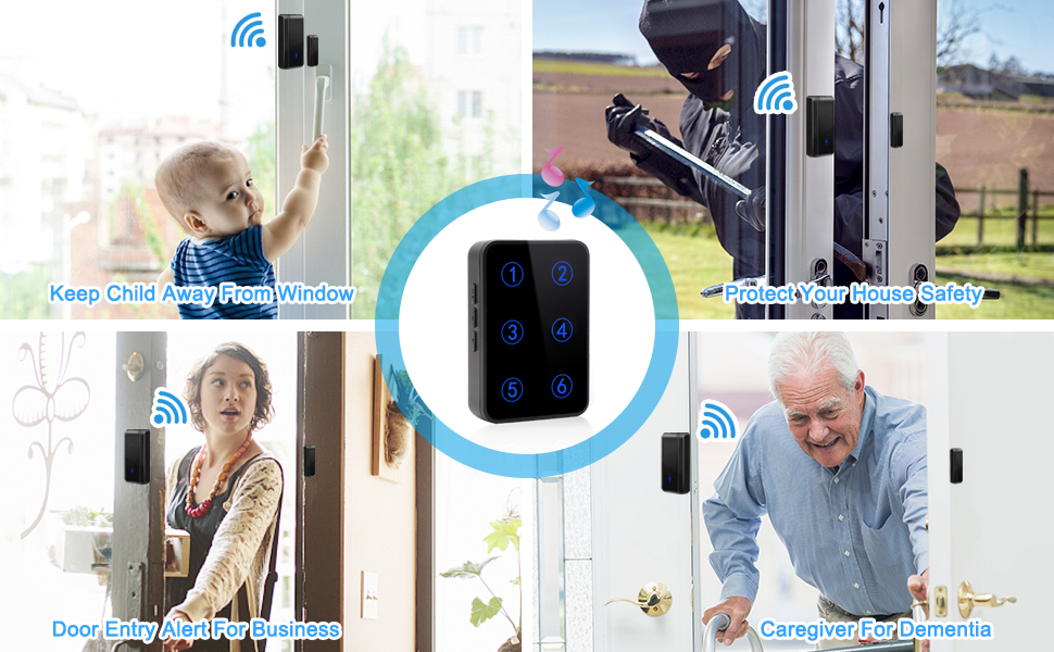 Digital Display Door Chime Wireless Door Open Sensor Window Alarm for Kids Safety Elderly