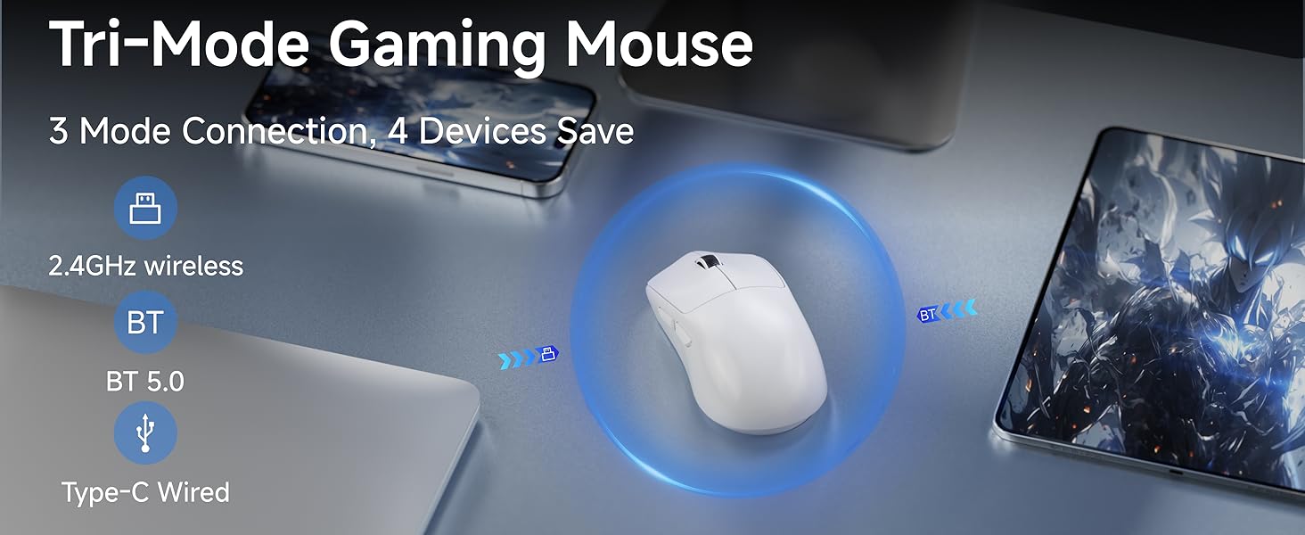 Tri-Mode Connection,Wireless Gaming Mouse