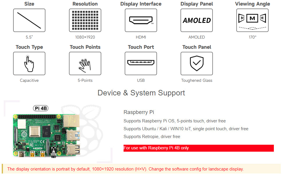 Amazon.com: waveshare 5.5inch Capacitive Touch AMOLED Display ...