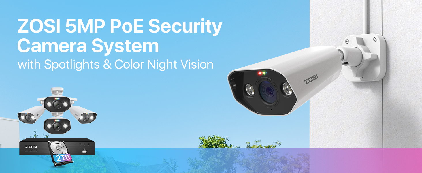 ZOSI 5MP PoE Security Camera System