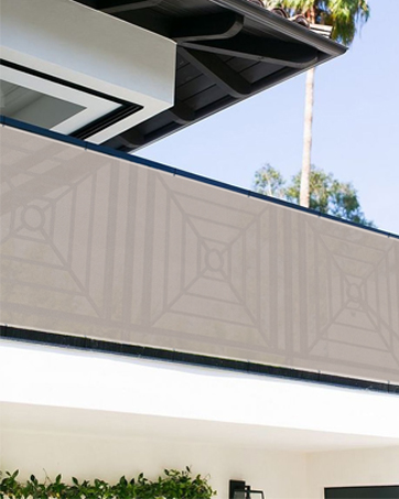 LOVE STORY Balcony Privacy Screen 100x600cm - Waterproof Balcony Railing Cover(PES),Dividing And Protective Screens For Balconies,UV Protection For Apartment Railings,Outdoor Garden,Cream