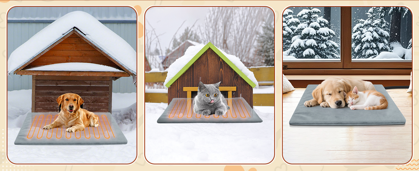 self heating dog bed, warm dog bed, self warming pet mat, heated cat bed indoor, heated pet bed