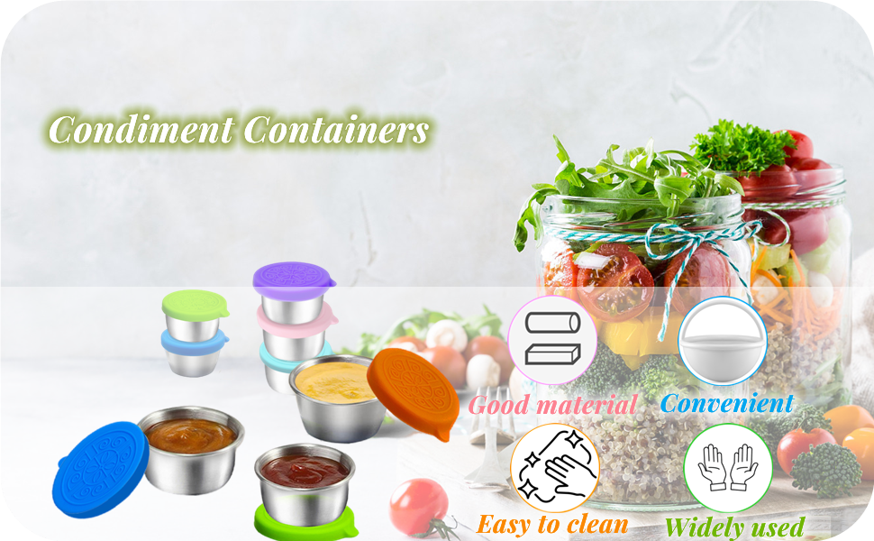 Small Condiment Containers with Lids, 8Piece Set 50ml