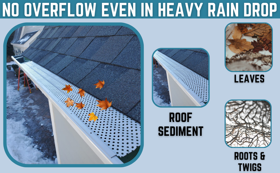 Waterlock 6" Gutter Guards Leaf Protection, Domestic Aluminum Gutter Covers 6 Inch (200 Feet
