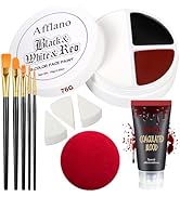 Halloween Face Paint Fake Blood Scary SFX Makeup Kit, Goth Clown Red Black White Face Body Paint ...