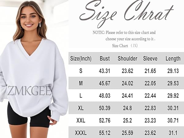 V Neck Oversized Sweatshirt for Women Soft Sweat Shirts