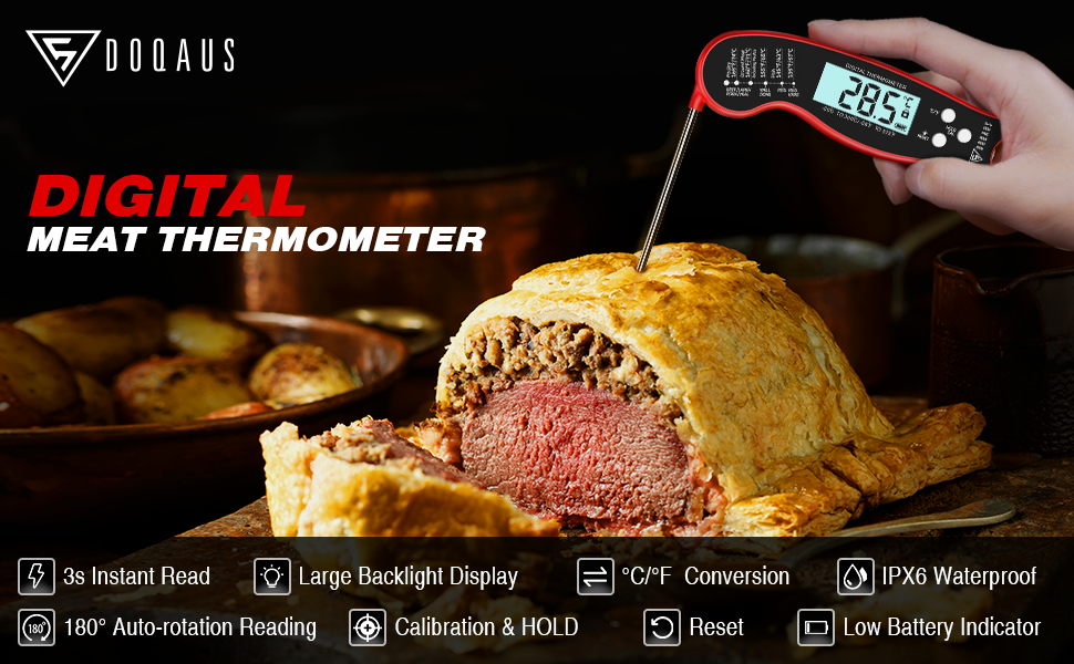 DOQAUS Meat Thermometers, Instant Read Food Thermometer, Digital
