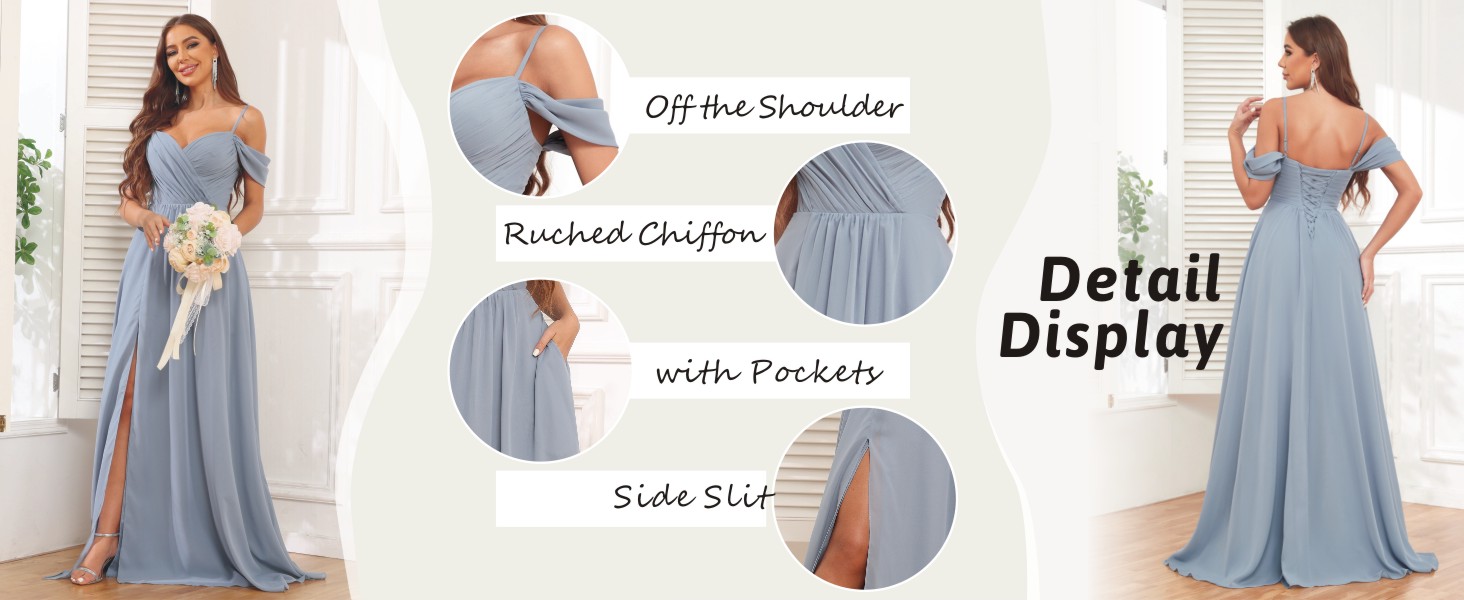 cold shoulder bridesmaid dresses for wedding long slit formal dress spaghetti straps formal dresses