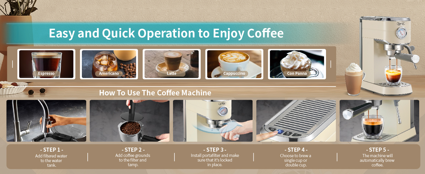 Gevi Espresso Machine 20 Bar with Grinder，Professional