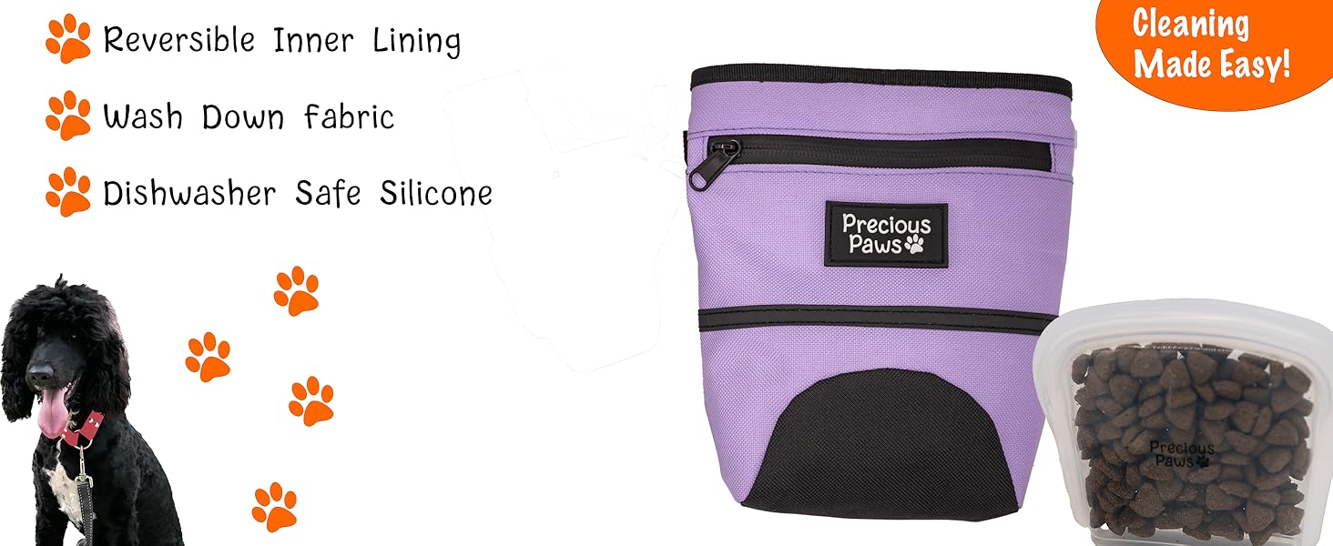 dog treat pouch easy clean washer dishwasher safe platinum silicone