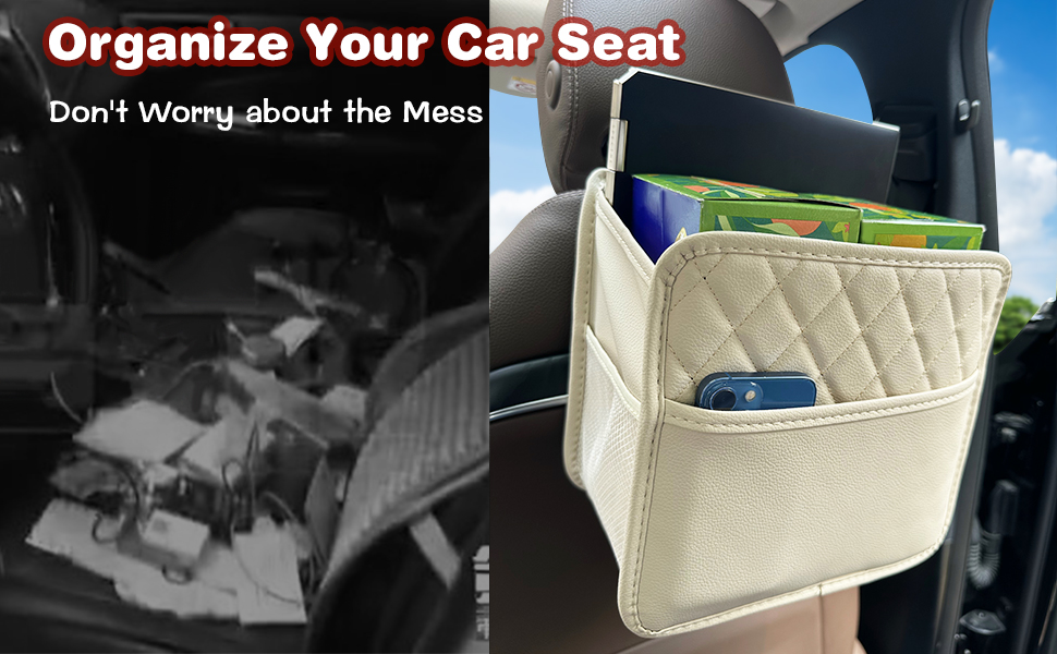 back seat car organizer beige