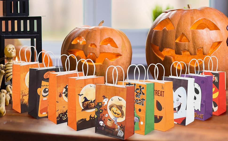 30 PCS Halloween Trick or Treat Bags, Halloween Tote Bags with Handles