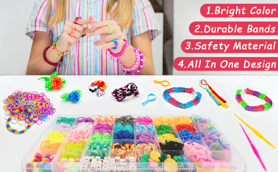 2500+ Loom Bands Kit, 30 Colors Premium Rubber Band Bracelet Kit for
