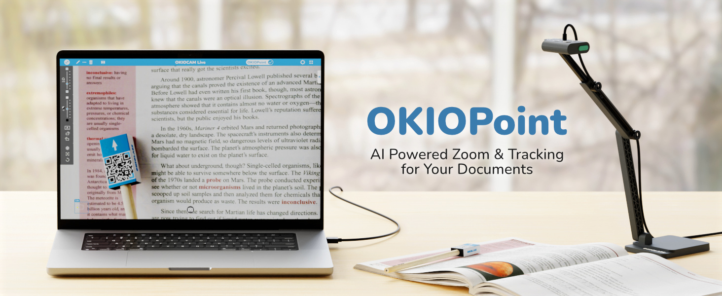 OKIOCAM S2 Pro 4K Document Camera with Light and Microphone, with OKIO
