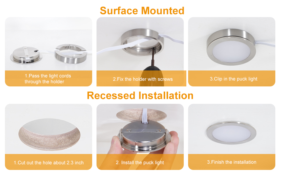 How to install this RGB puck light set?