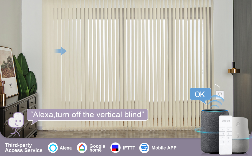 Graywind Motorized Half Shading Vertical Blinds Compatible with Alexa