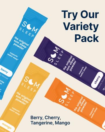 Try all 4 flavors of our sleep aid drink mix: Berry, Cherry, Tangerine, and Mango stick packs.
