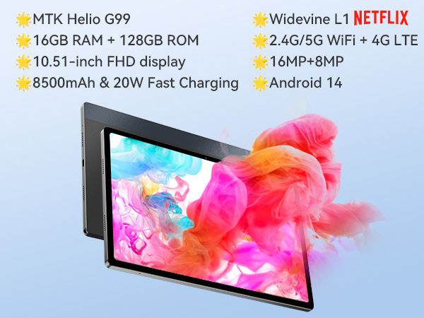 Headwolf HPad5 Android 14 Tablet 2024, Octa Core Helio G99
