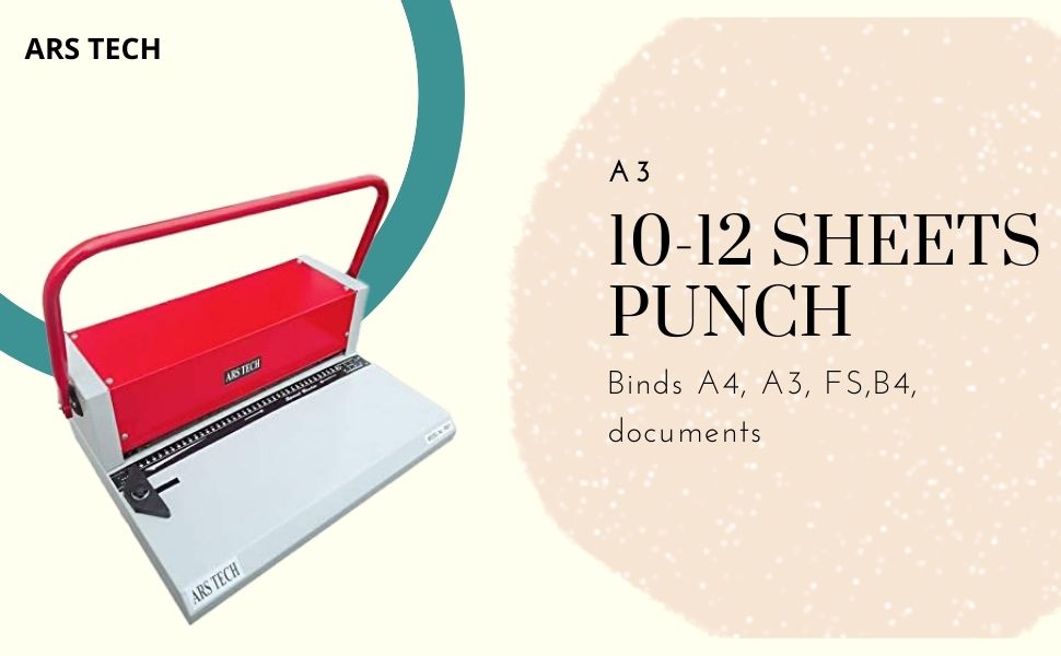 Ars Tech A3 Spiral Binding Machine 1012 Sheets Punch Every Single Slot