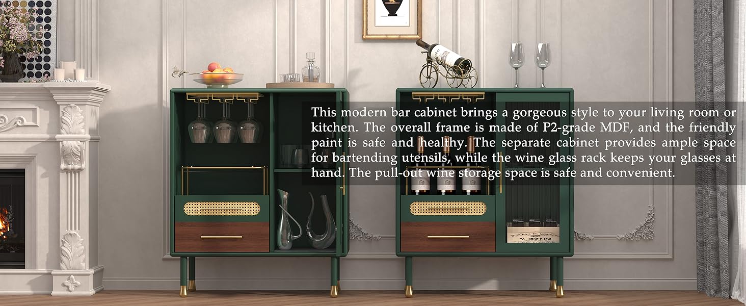 green liquor buffet cabinet