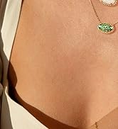 TLY Gold Necklace for Women 14k Gold Plated Non Tarnish Dainty Gemstone Crystal Oval Pendant Neck...