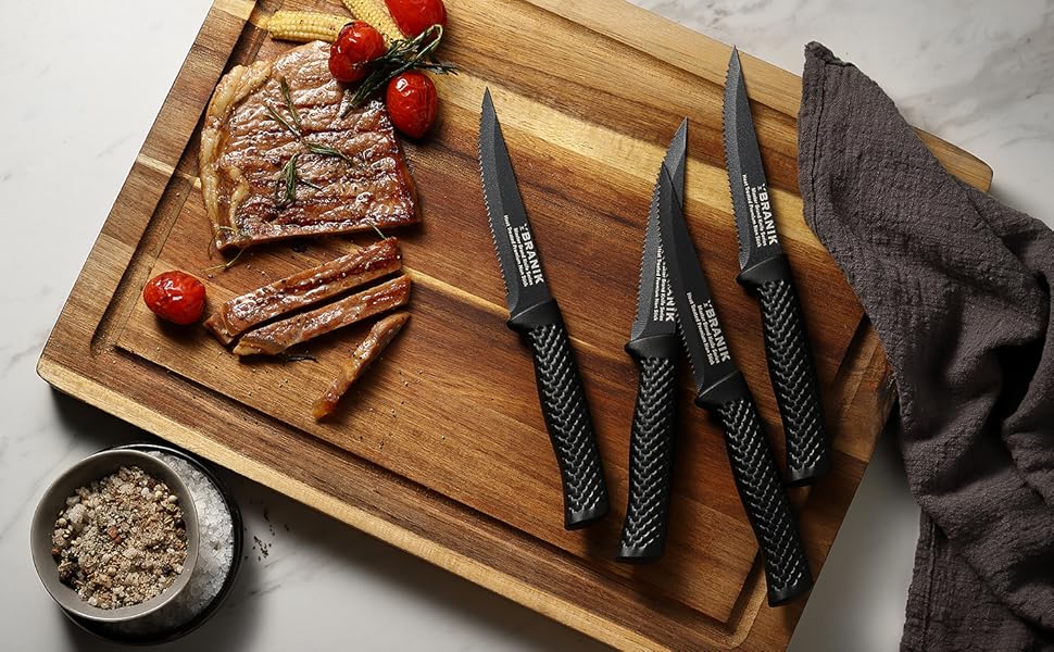 BRANIK Brand The Original Titanium Series Steak Knives Set of 4