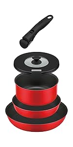 サーモス 取っ手のとれるフライパン５点セット KSD-5A ディープレッド 取っ手のとれるフライパン5点セットDA/KSD-5A | 取っ手のとれる