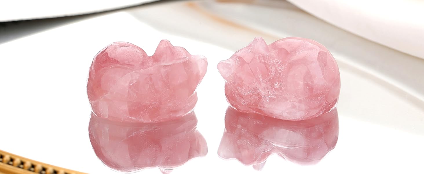 Rose Quartz Cat Crystals Decor