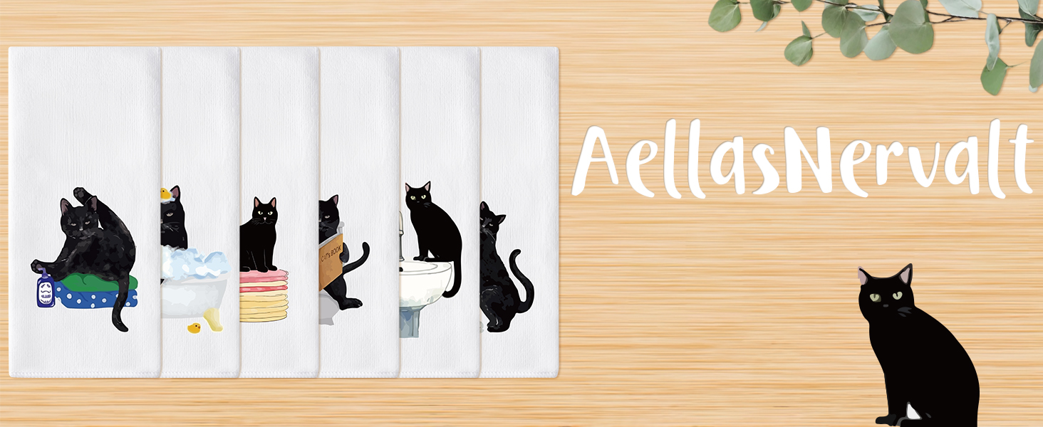 hand towel washcloth cat kitten polyester absorbent drying set bathroom bath kitchen cleaning wipe