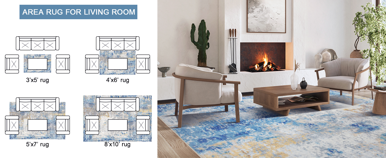 Area Rug 5x7 Washable Rugs Modern Abstract Area Rug Soft