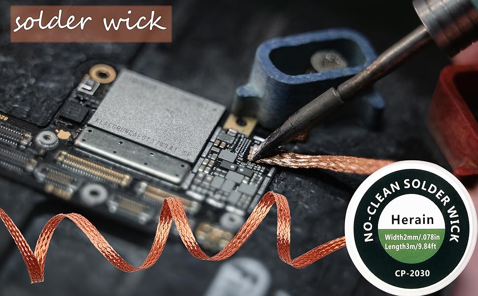 Herain NoClean Solder Wick, Desoldering Braided Wicks, Desoldering
