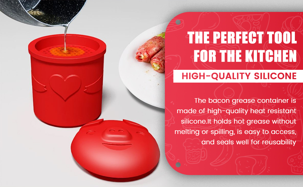 zhuomingjia Bacon Grease ContainerCute Piggy Grease Can