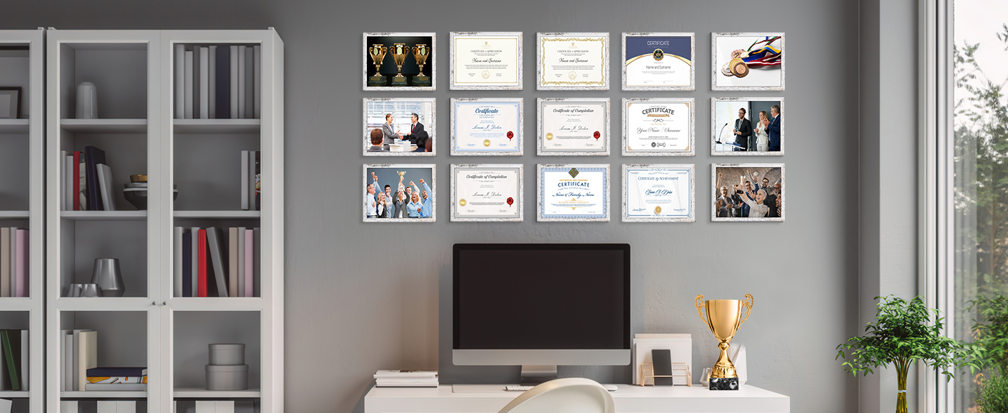 EdenseeLake 8.5x11 Picture Frame Set of 15, Distressed