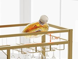 FATORRI Bar Cart for The Home with Wine Rack and Glasses Holder, Home Bar Serving Carts on Wheels