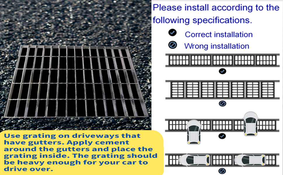 Galvanized Steel Drain Grate, B125 Class Channel Grate, Outdoor Drain