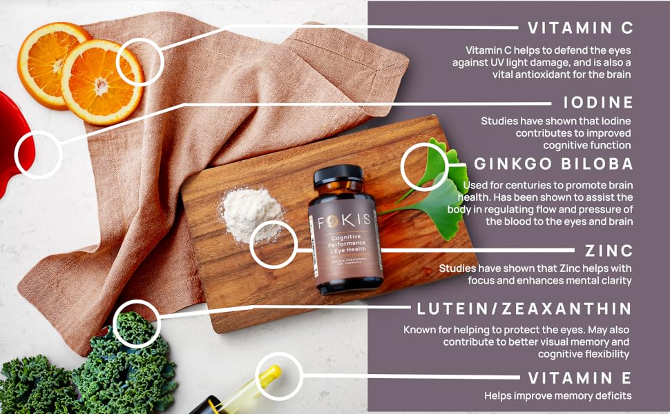 FOKIS Health Cognitive Performance & Eye Health 60 Ct Capsules with