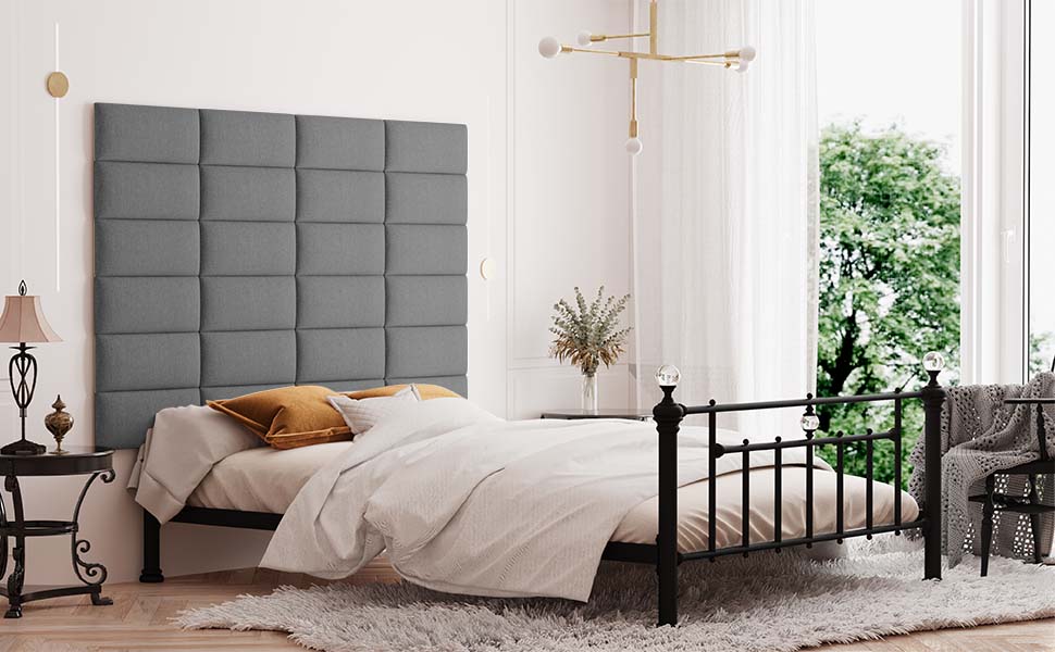 IFNOW Upholstered Wall Mounted Headboard, 3D Soundproof