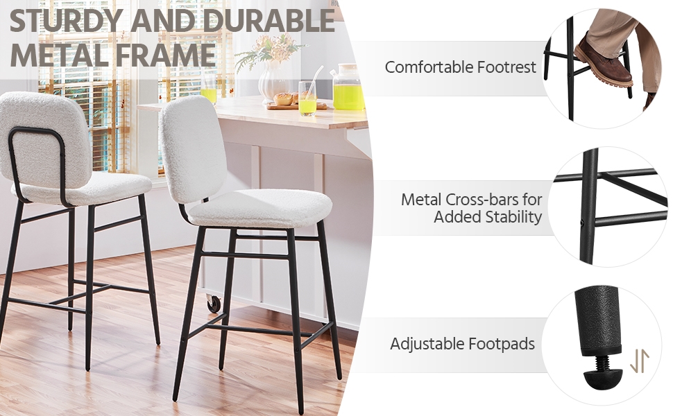 Yaheetech Bar Stools Set of 4 Boucle Stool Fabric Counter