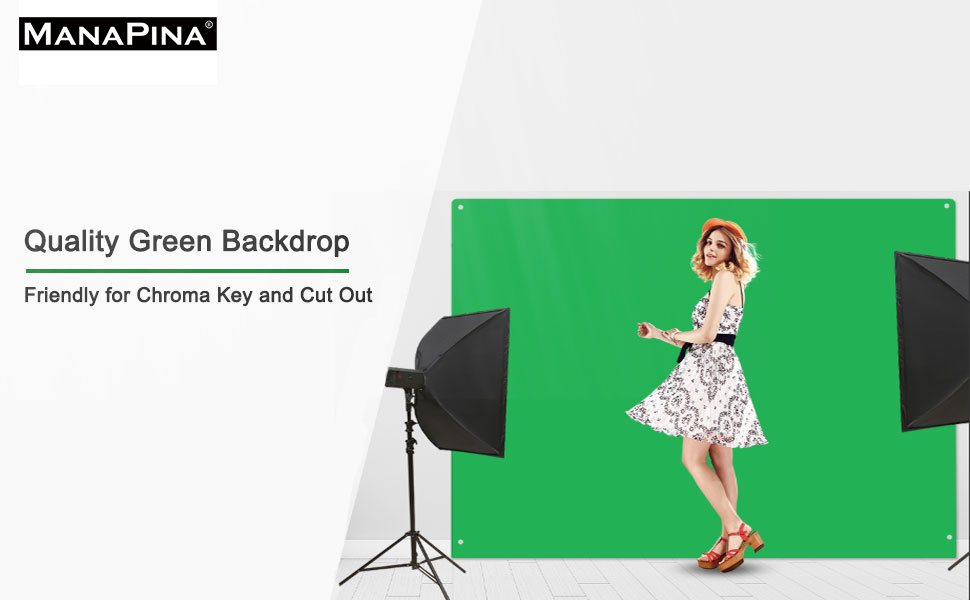 ManaPina Green Screen Backdrop Kit Chromakey, 9.5 x 6.5 ft （2m x 3m