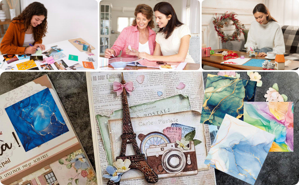 Scrapbooking Accessories Marble Pattern Bronzing Scrapbooking Cardstock Paper Pads Scrapbooking Supplies for Decorative Card 24 Sheets 6" x 6" (Marble) 25 DIY