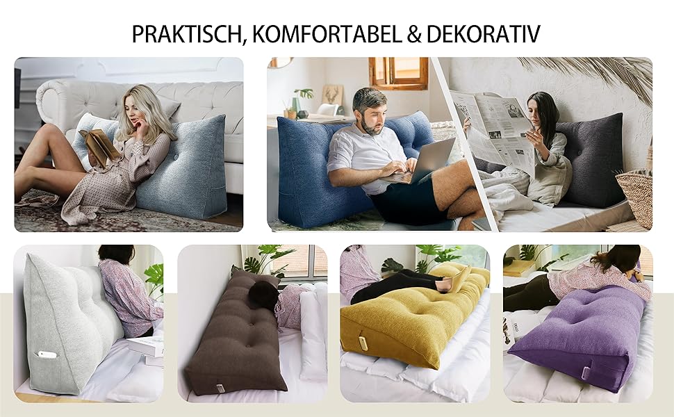 Triangular Reading Pillow Wedge Headboard Large Back Support Pillow for Sitting up in Bed