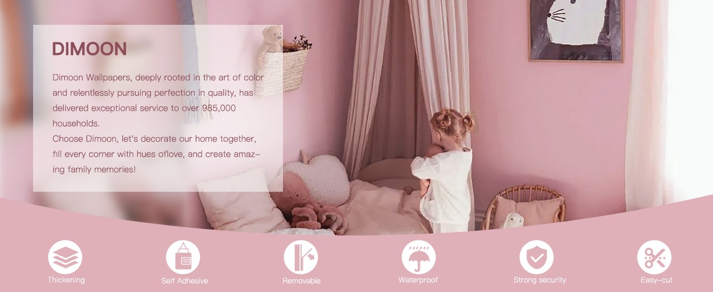 Peel and Stick Wallpaper Pink Contact Paper Thickening Renter Friendly