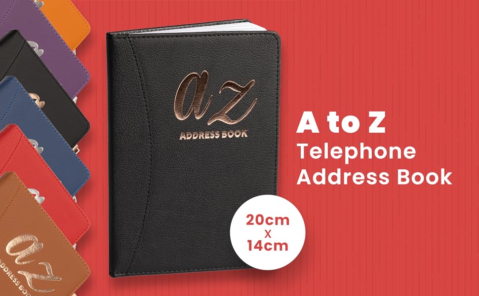 A to Z Telephone Address Book AZ Index Hard Back Cover with Pen
