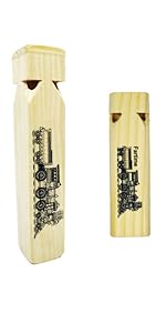 Wooden Train Whistle Musical Toy for Kids—4 Tones 7.4 Long 2 Tones 5.5