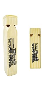 Wooden Train Whistle Musical Toy for Kids—4 Tones 7.4&#34; Long And 2 Tones 5.5&#34;Long